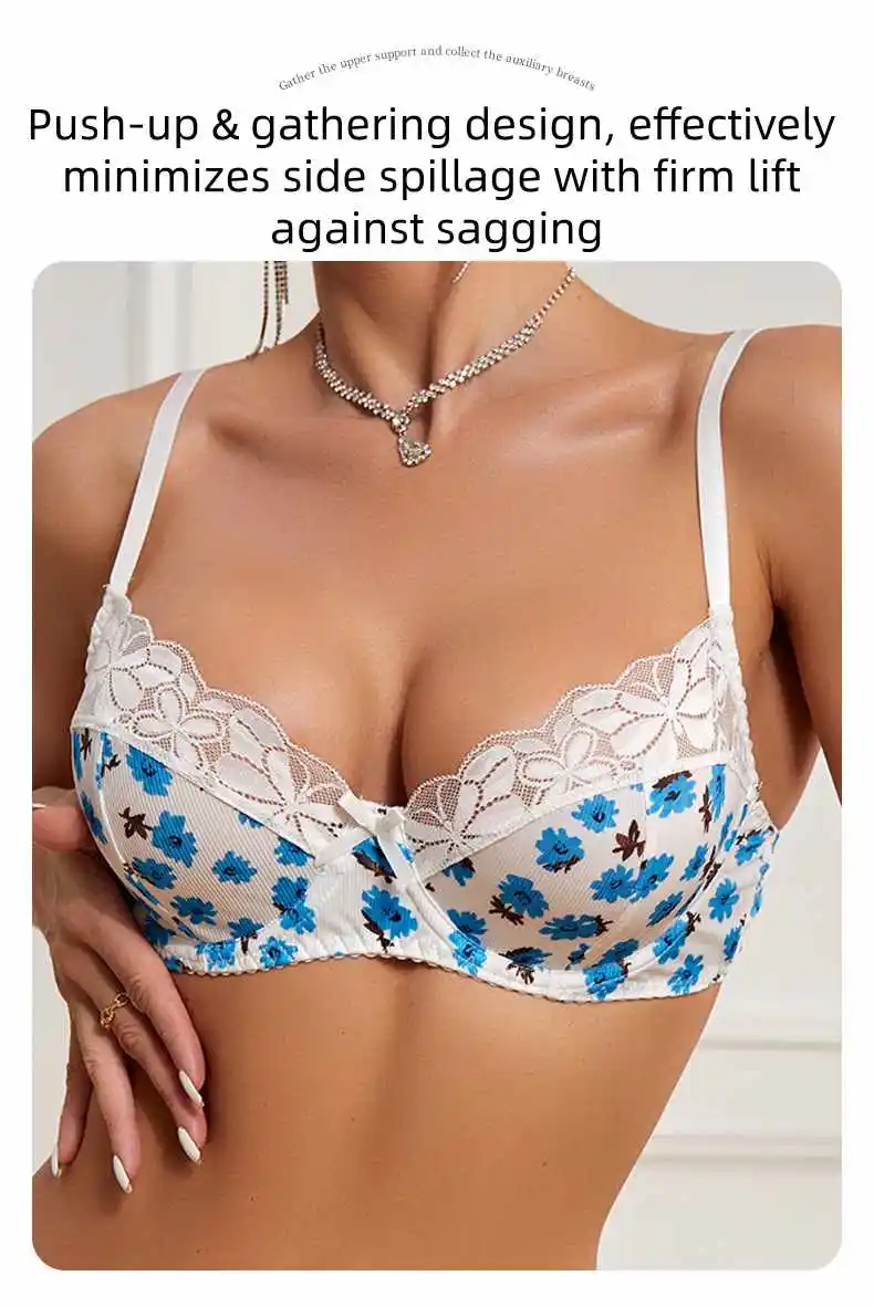 

Новый комплект женского белья в французском стиле из 2 предметов – бесшовный бюстгальтер пуш-ап с кружевной отделкой, ажурный, прозрачный, соблазнительный, игривый