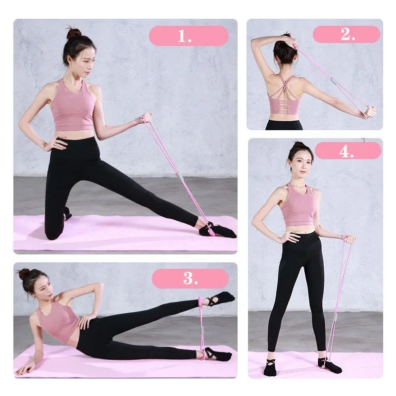 8-character Tensioner Open Back Sit-up Tension Rope Four-pipe Foot Pedal Tensioner Yoga Gym Exercise Outdoor Exercise