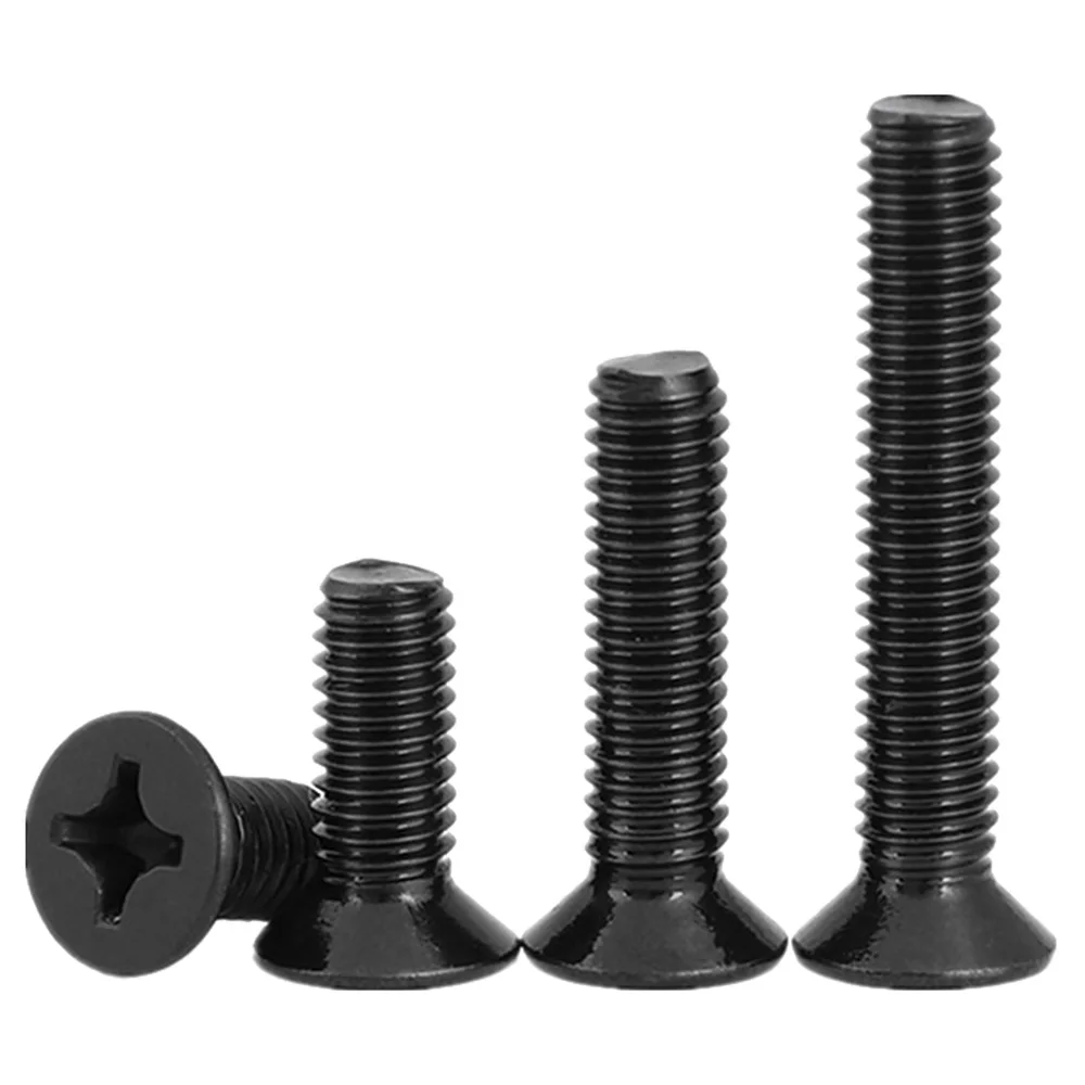 5-50pcs 304 Stainless Steel M1.6 M2 M2.5 M3 M4 M5 M6 M8 Black Cross Phillips Flat Countersunk Head Bolt Screw GB819 Lengthened