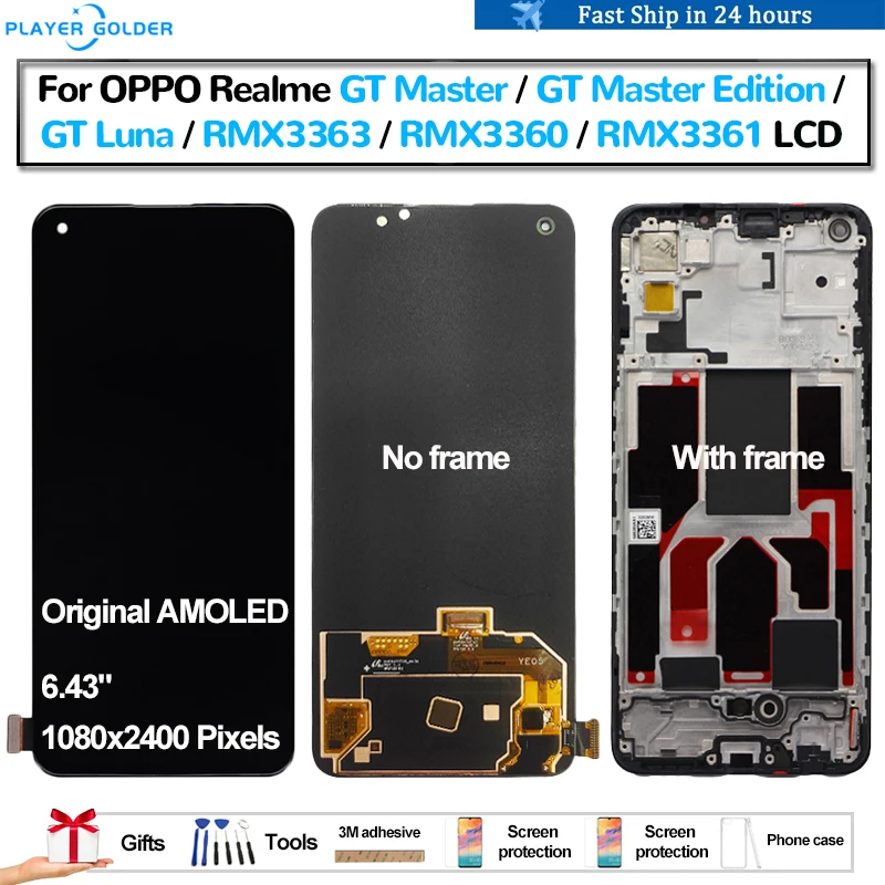 Original AMOLED For OPPO Realme GT Master Edition GT Luna RMX3363 Pantalla lcd Display Touch Panel Screen Digitizer Assembly