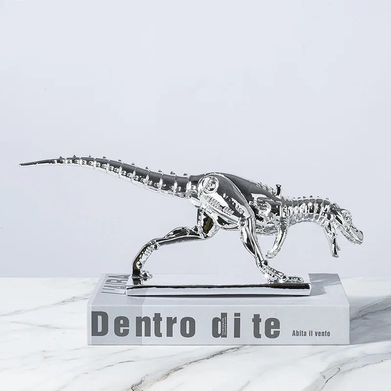 Resin Handicraft Silver Replica Animal Ornament Tyrannosaurus Rex Hollow Skeleton Decorative Figurines Home Decoration