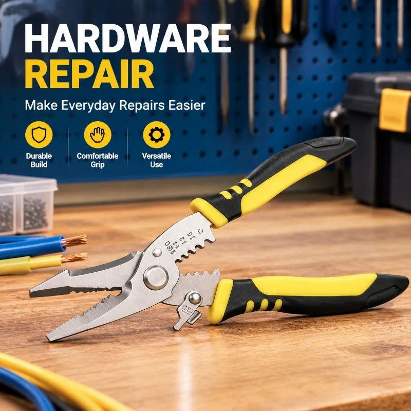 Wire Cutters Flush Pliers 7.5inch With Supplementary Stripping, Cutting Pliers, Handy And Slim Diagonal Cutters