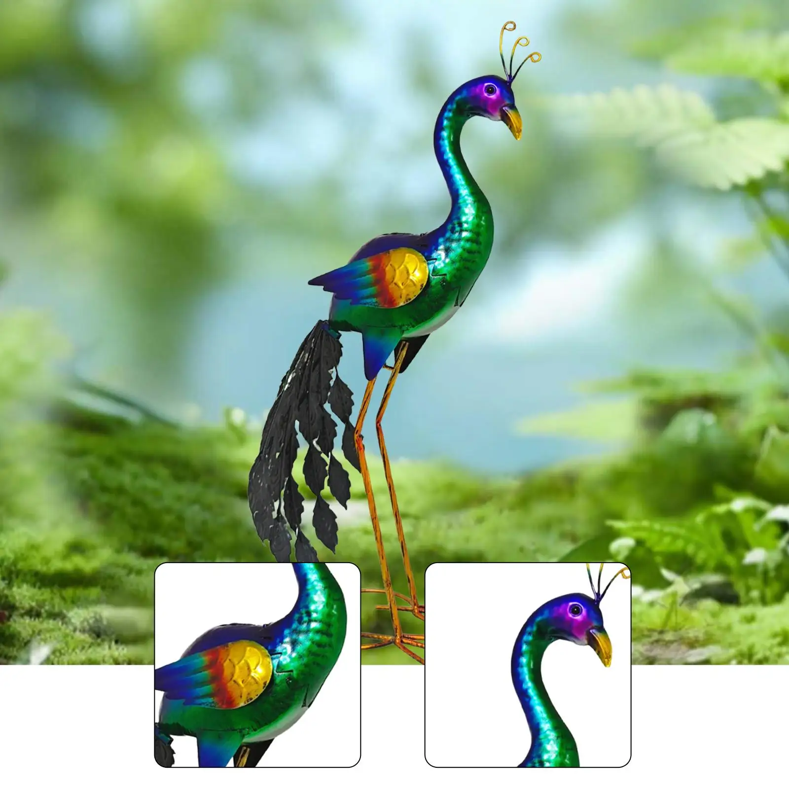 Large Metal Peacock Decorative Statue Garden Outdoor Art Figurine for Yard Lawn Balcony Landscape House Decor
