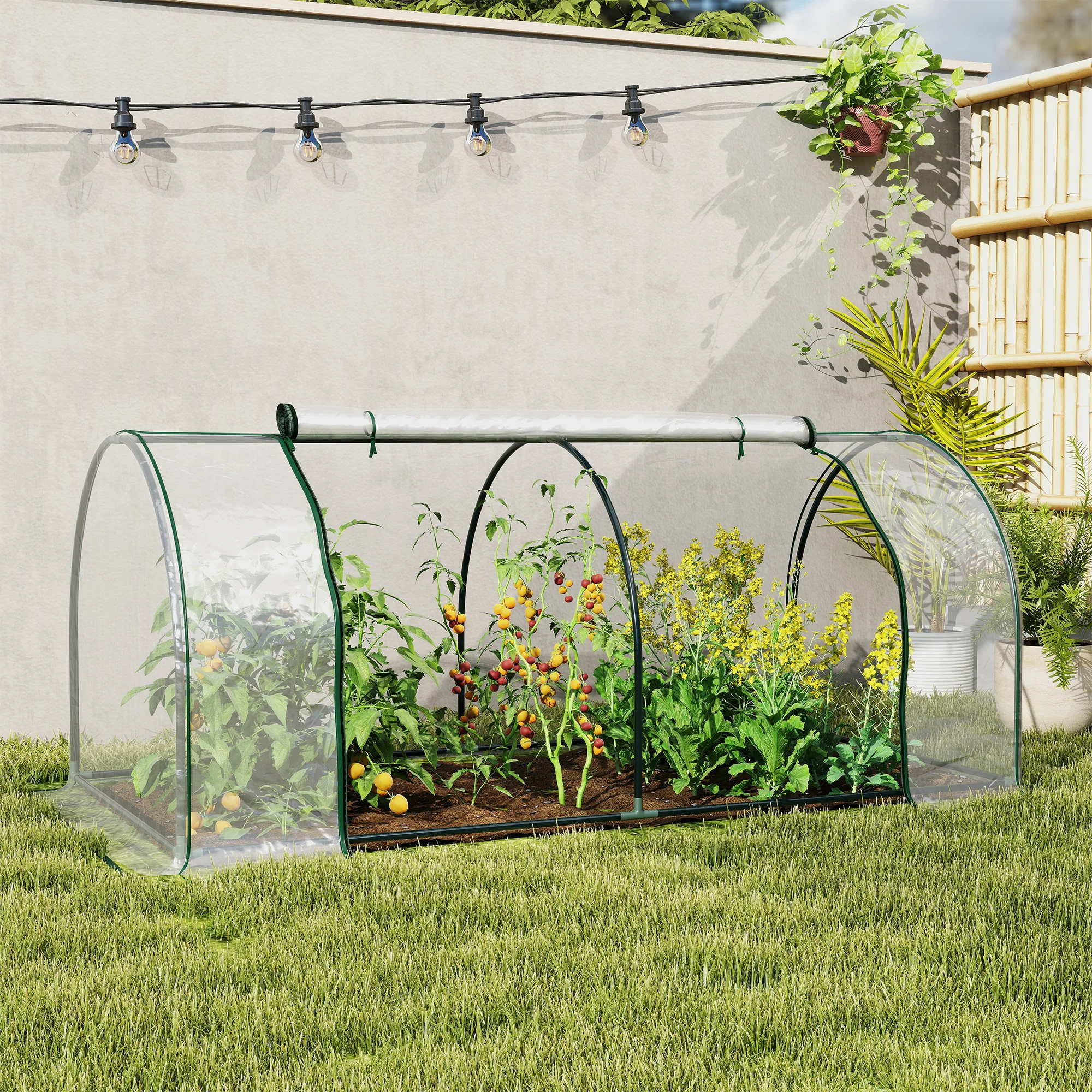 Serre tunnel locale pour jardin extérieur, structure en acier, couverture en PVC, transparente, 200 x 100 x 80 cm
