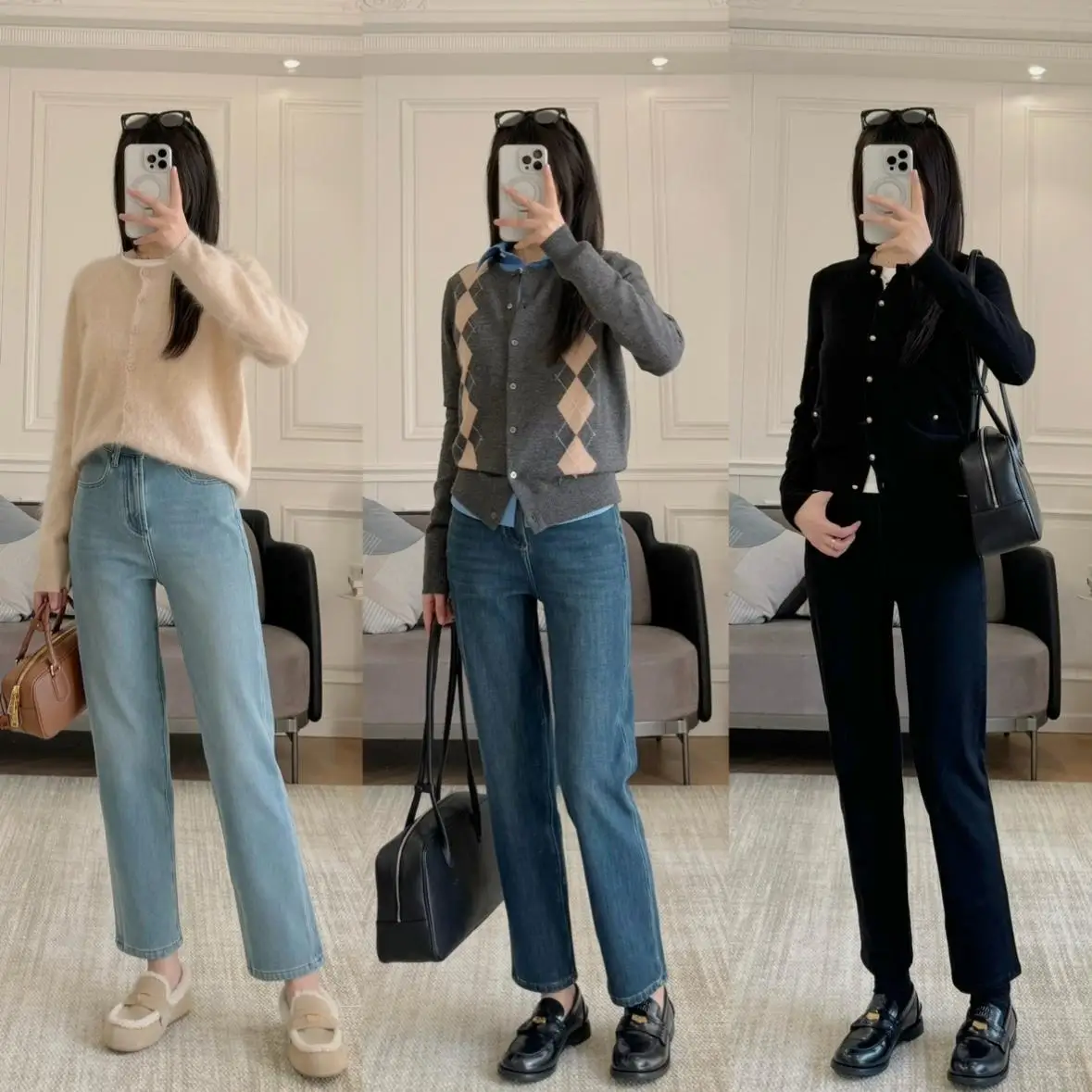 

Джинсы из эластичного денима с высокой талией, облегающие хлопковые брюки с девятью точками Fce Line, осень-зима, женские хлопковые брюки-стойка