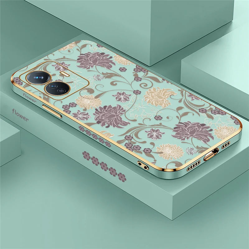 حافظة هاتف واقية مضادة للصدمات لهاتف Vivo V40 V30E V27E V25E V23E V21E V21 V25 V27 Pro V29 V29E غطاء زهور مطلي بالزهور #1