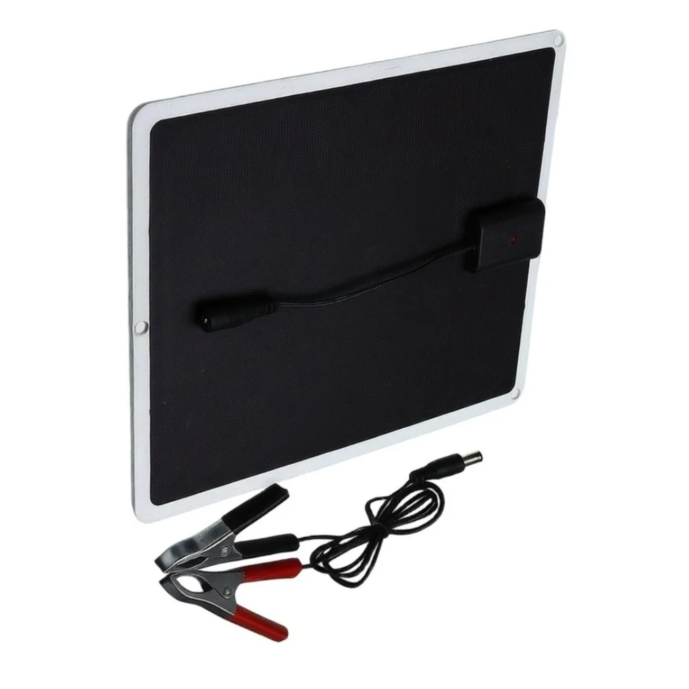 20W Monocrystalline Solar Panel with Charger and Clips for Car Yacht for rv Boat Camping 210 x 175 mm Lightweight Design
