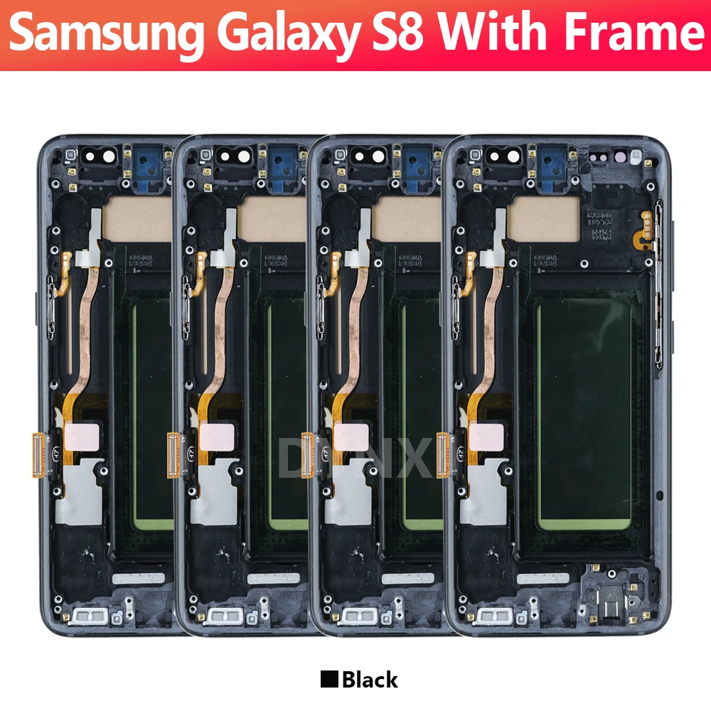 For Samsung Galaxy S8 LCD 100% Tests Display Digitizer Touch Screen S8 G950 SM-G950F Assembly Replacement With Frame Back Cover