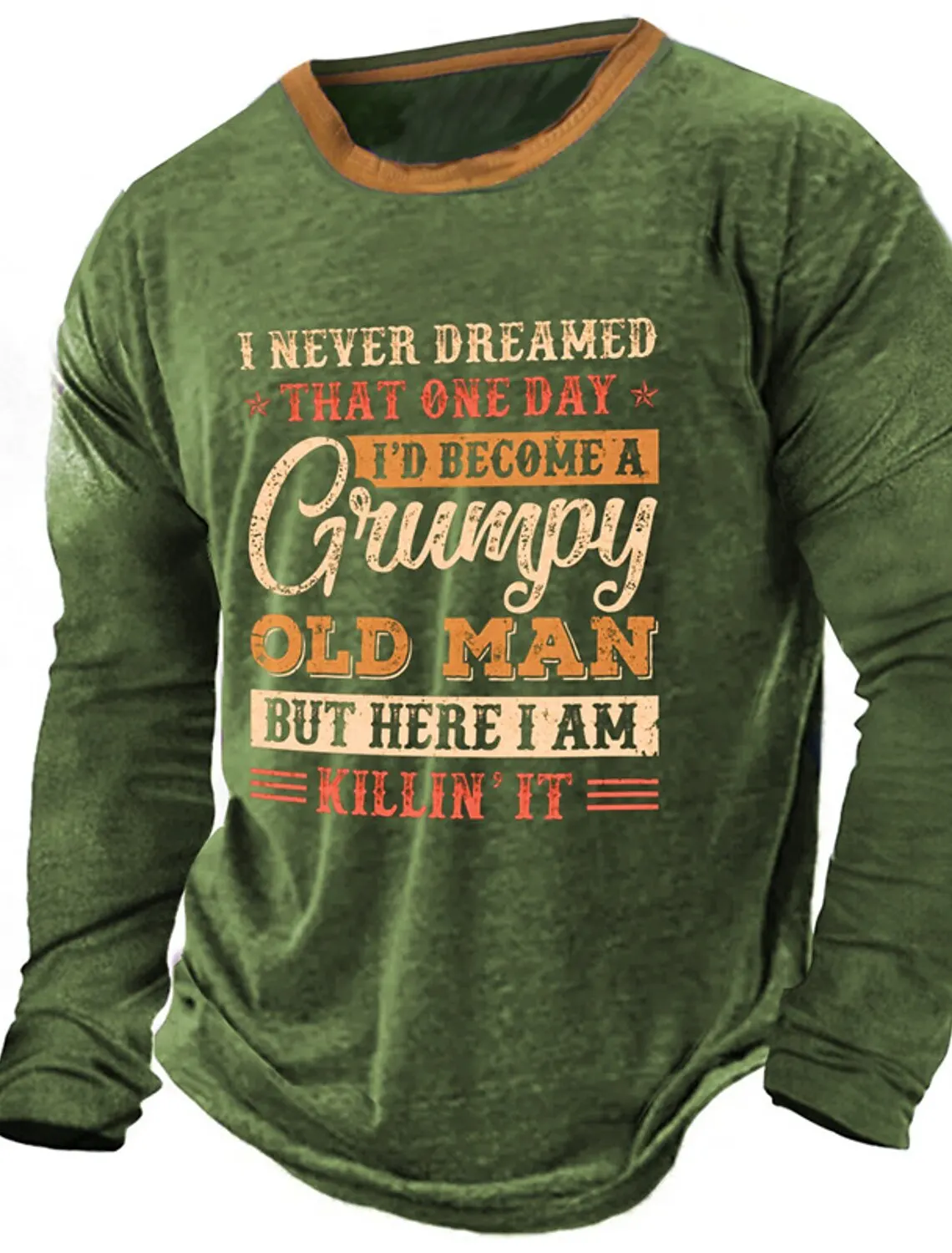 Letter Graphic Print Men\'s Vintage Classic Long Sleeve Casual Sports Long Sleeve Oversized Top Outdoor T-Shirt Long Sleeve