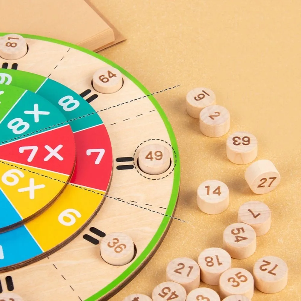 몬테소리 턴테이블 곱셈 보드 수학 장난감 곱셈 테이블 나무 산술 장난감 학습 장난감 조기 교육