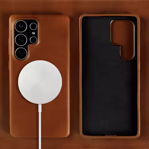 Full Wrapped Magnetic Genuine Leather Phon Case For Samsung Galaxy S25 Edge Cases S24 S23 S22 S21 S20 Magsafe Back Protect Cover