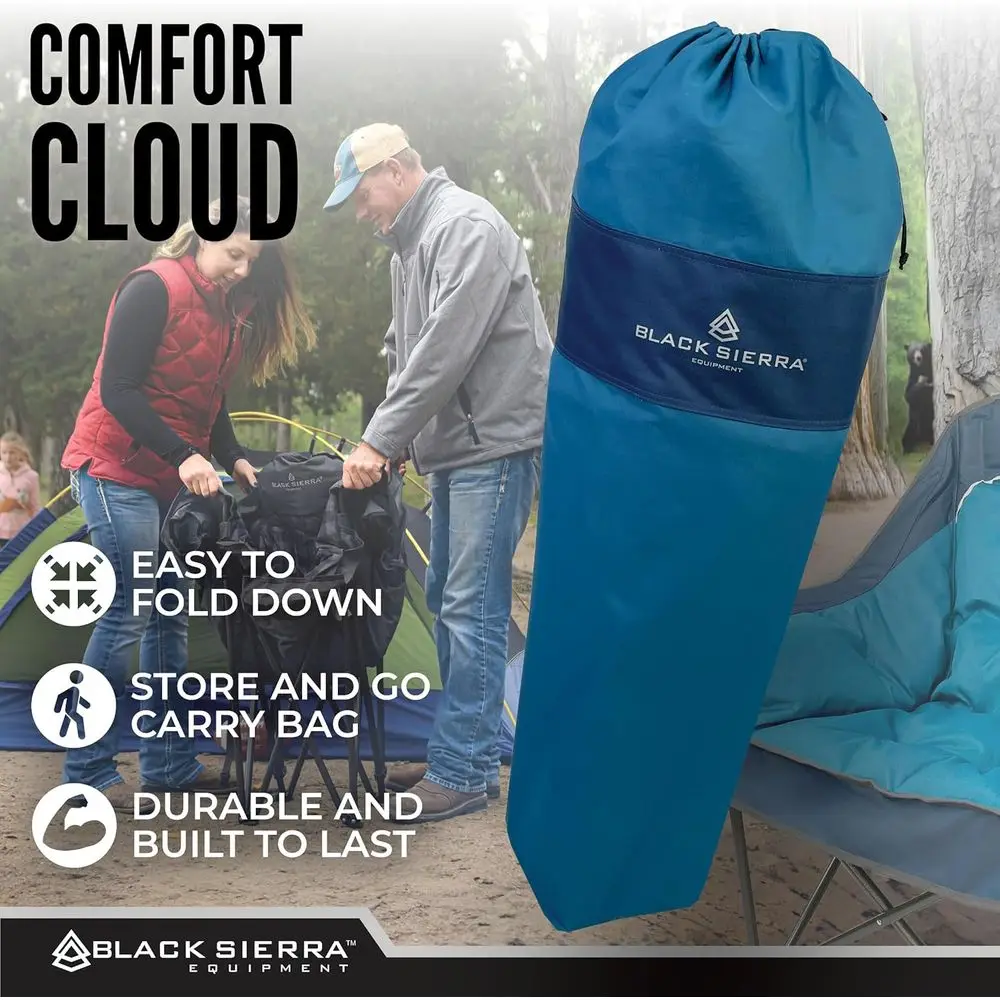 كرسي تخييم من القطيفة باللون الأسود للرياضة والخارجية، كرسي خارجي قابل للطي مقاس XL كبير الحجم يدعم 400 رطل، صالة شديدة التحمل مع/ #3