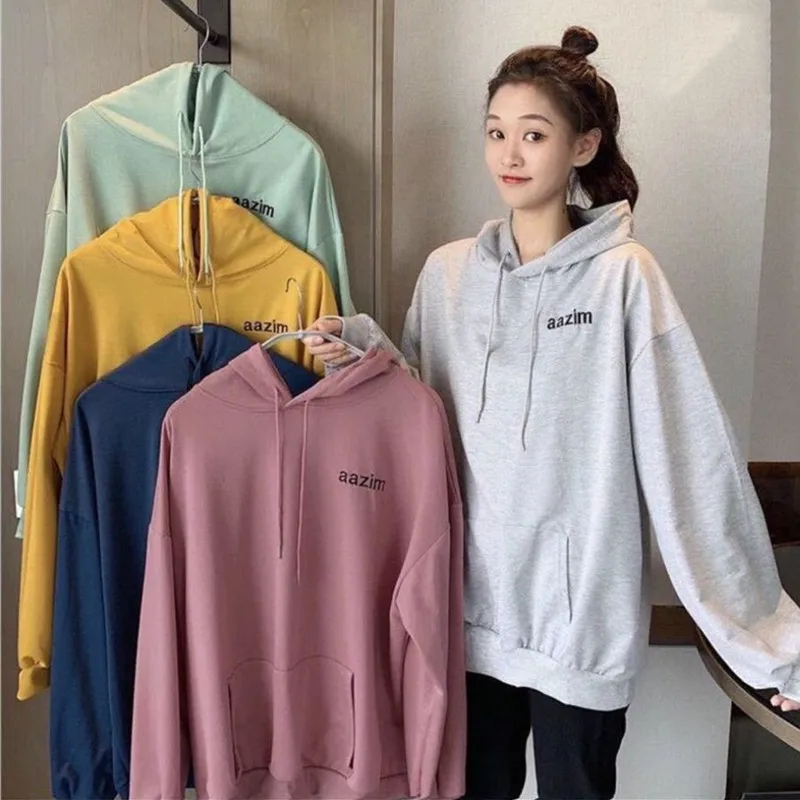 Women Hoodies Korean Hooded Shirt for Women Loose Causal Sweatshirts Pink Hoodies Women Green Sweatshirt Large Size Pullovers