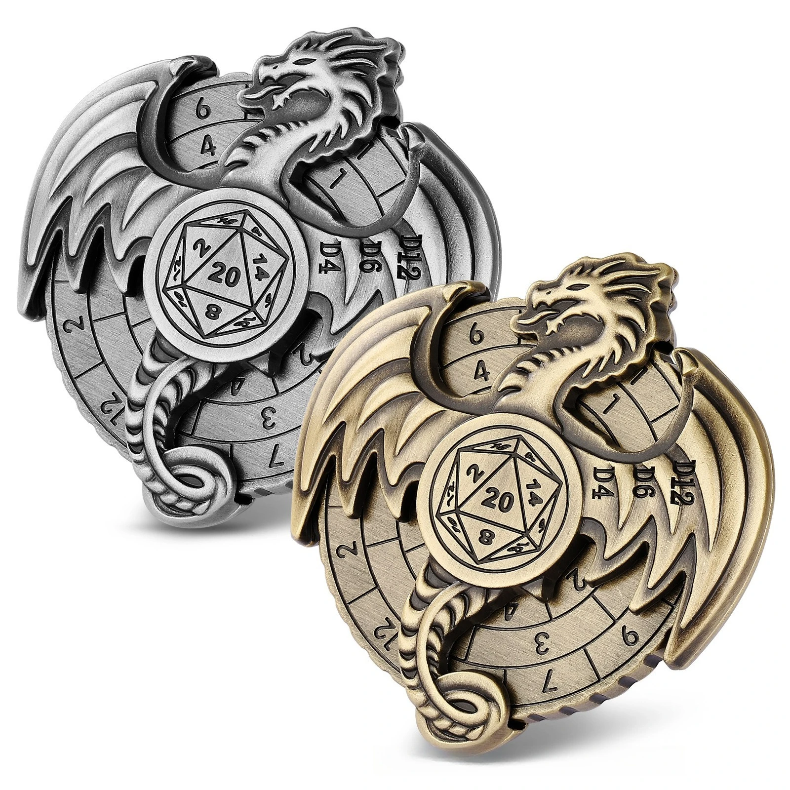 Spinner Fidget Flying Dragon, Metalowy Spinner Retro 3D, Spinner EDC dla Dorosłych, Zabawka Antystresowa, Kostki do Gry RPG DND, Prezent Redukujący Stres