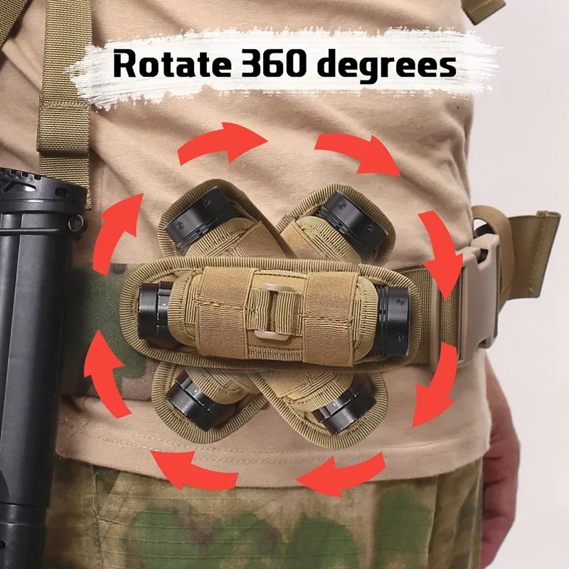 Custodia per torcia tattica in nylon Molle da caccia Girevole a 360 gradi Torcia esterna Custodia per fondina Torcia portatile