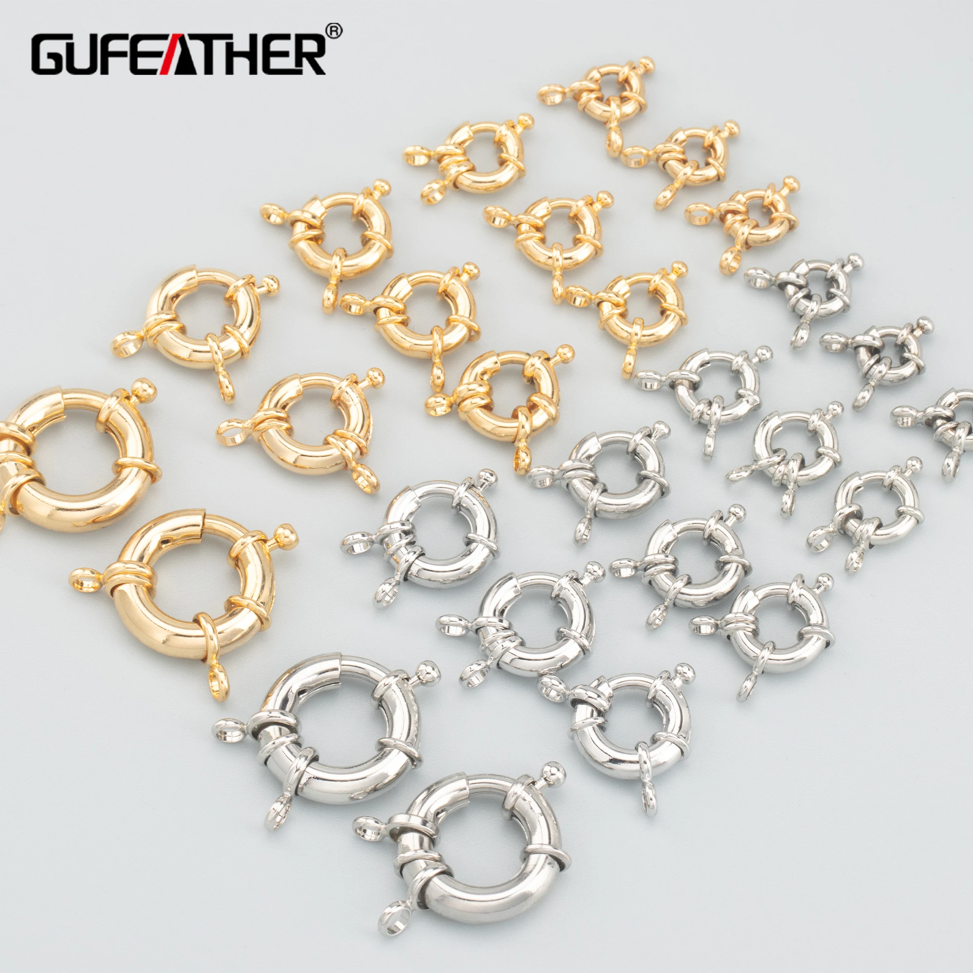 GUFEATHER M992,jewelry accessories,pass REACH,nickel free,18k gold rhodium plated,copper,clasp hooks,jewelry making,10pcs/lot