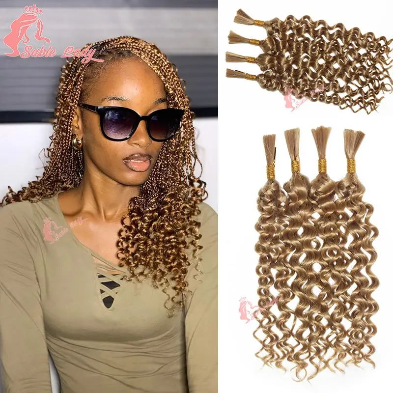 

4 пучка синтетических плетеных волос с глубокими волнами для косичек в стиле бохо, медовый блонд, бразильские объемные человеческие волосы с волной воды для плетения