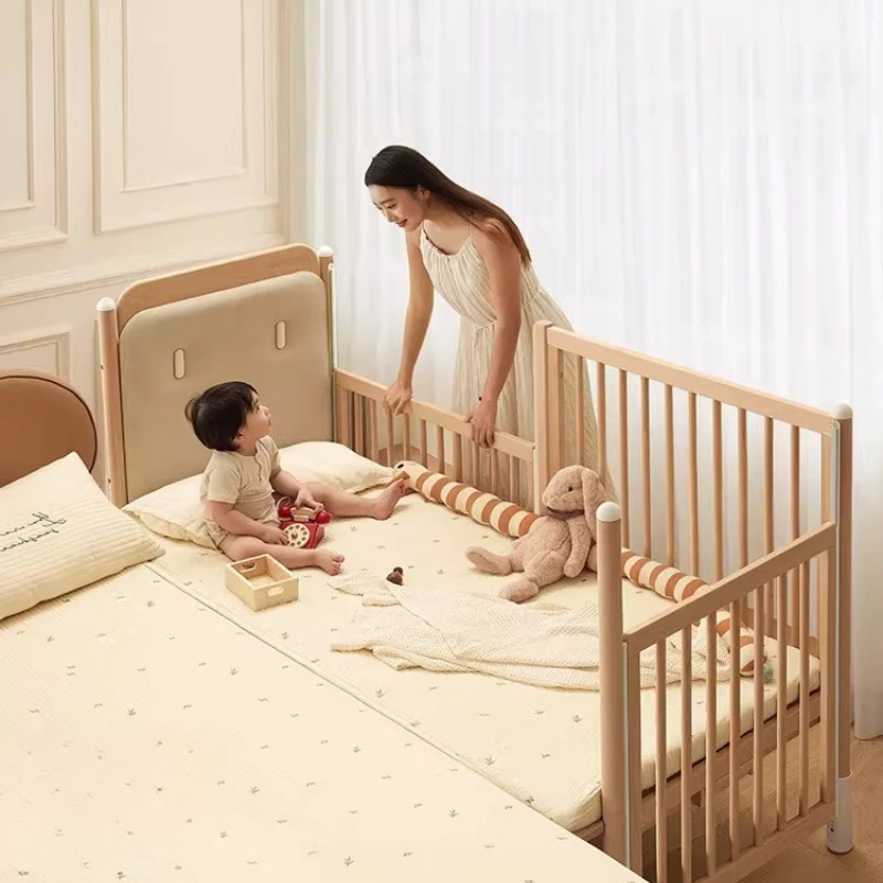 

Children's Bed Splicing Bed Seamless Splicing with Guardrail Boys and Girls Single Bed