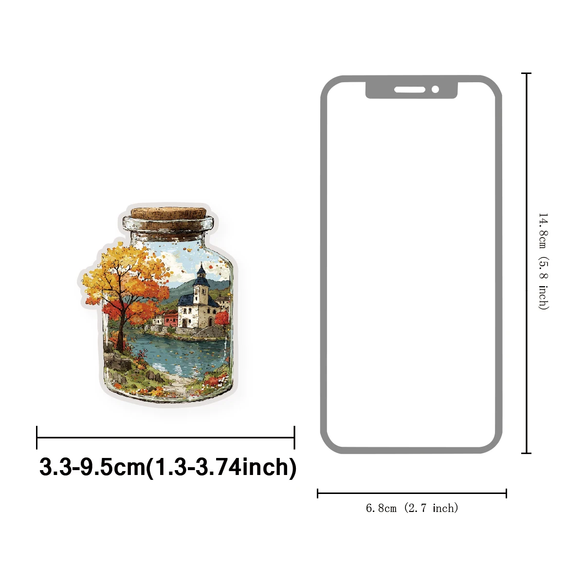 Etori Life Autumn Vibes Vintage Bottle Mid-Autumn Season Scenery Pattern Stickers for Scrapbooking Supplies, Notebooks, Phone Stickers, Photo Albums, Room Decoration, Baking Seals, Student Stationery, DIY Decoration, Children's Stickers, Small Gifts