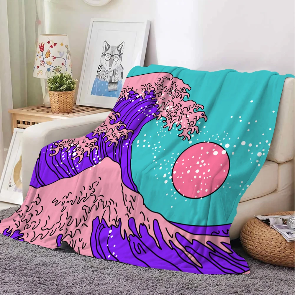 CLOOCL Blanket Kanagawa Surf Creative Promotion of Environmental Protection Printed Soft Warm Blanket Aesthetic Home Decor