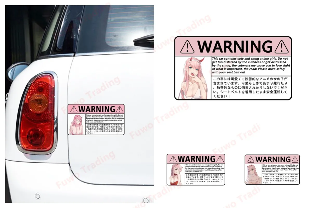 Best-selling Sexy Anime Zero Two Warning Car Accessoires Decal Creative Motorcycle Sticker Vinyl Car Wrap Decor