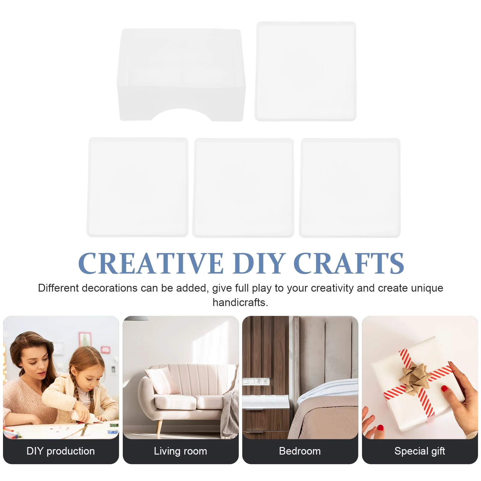 

1 set Silicone Cup Mold Square Flexible Reusable Crystal Epoxy Resin Mold for Handmade Cushion