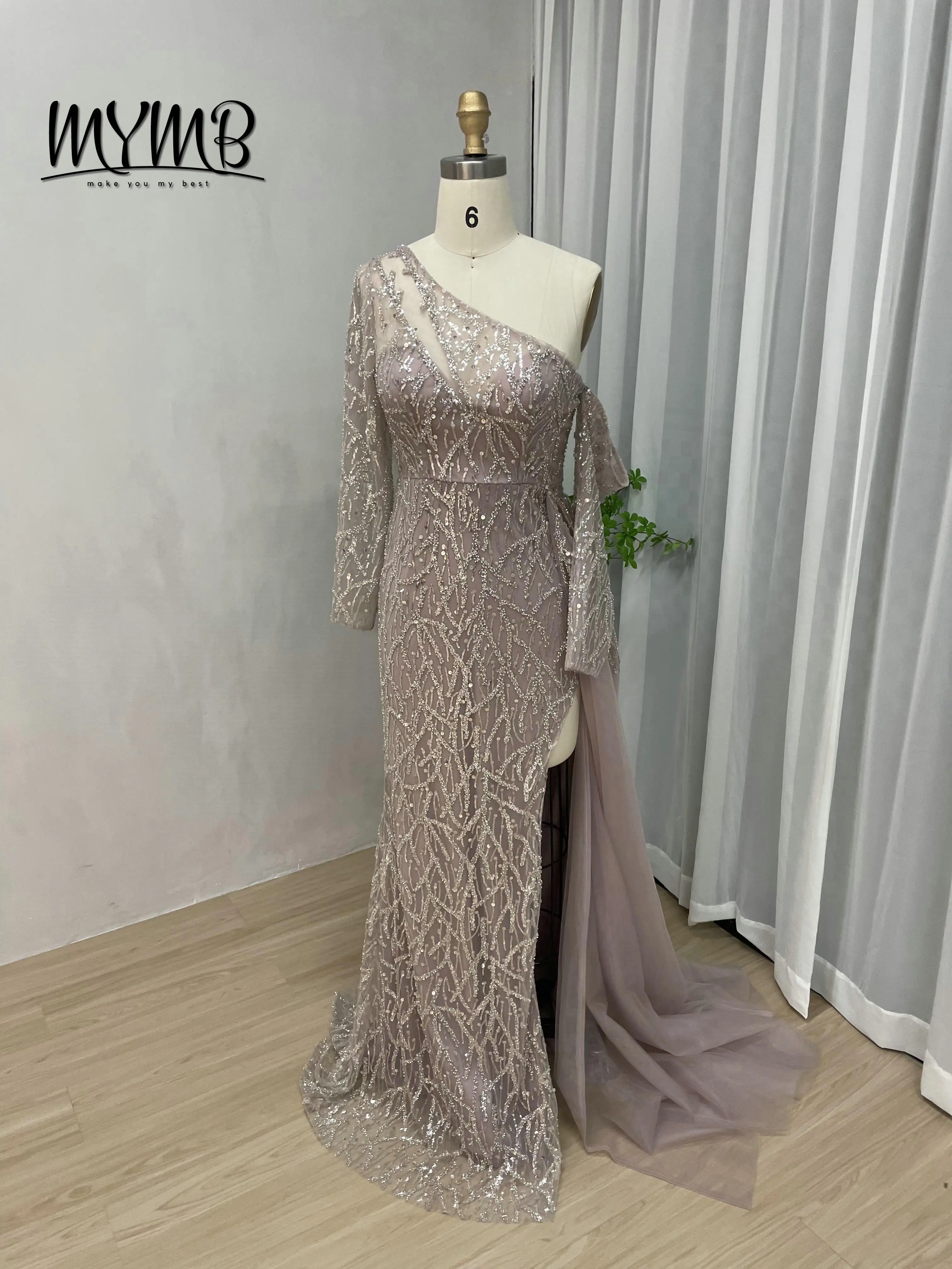 MYMB 우아한 긴 소매 자수 이브닝 드레스 2025 시크 이브닝 드레스 플러스 사이즈 긴 타이트 드레스 여성 파티 DDS052-2