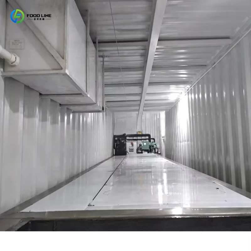 Container Block Ice Machine Salt Water Direct Cool Industrial Gear Motor Engine Plant for Large Volume Ice Storage