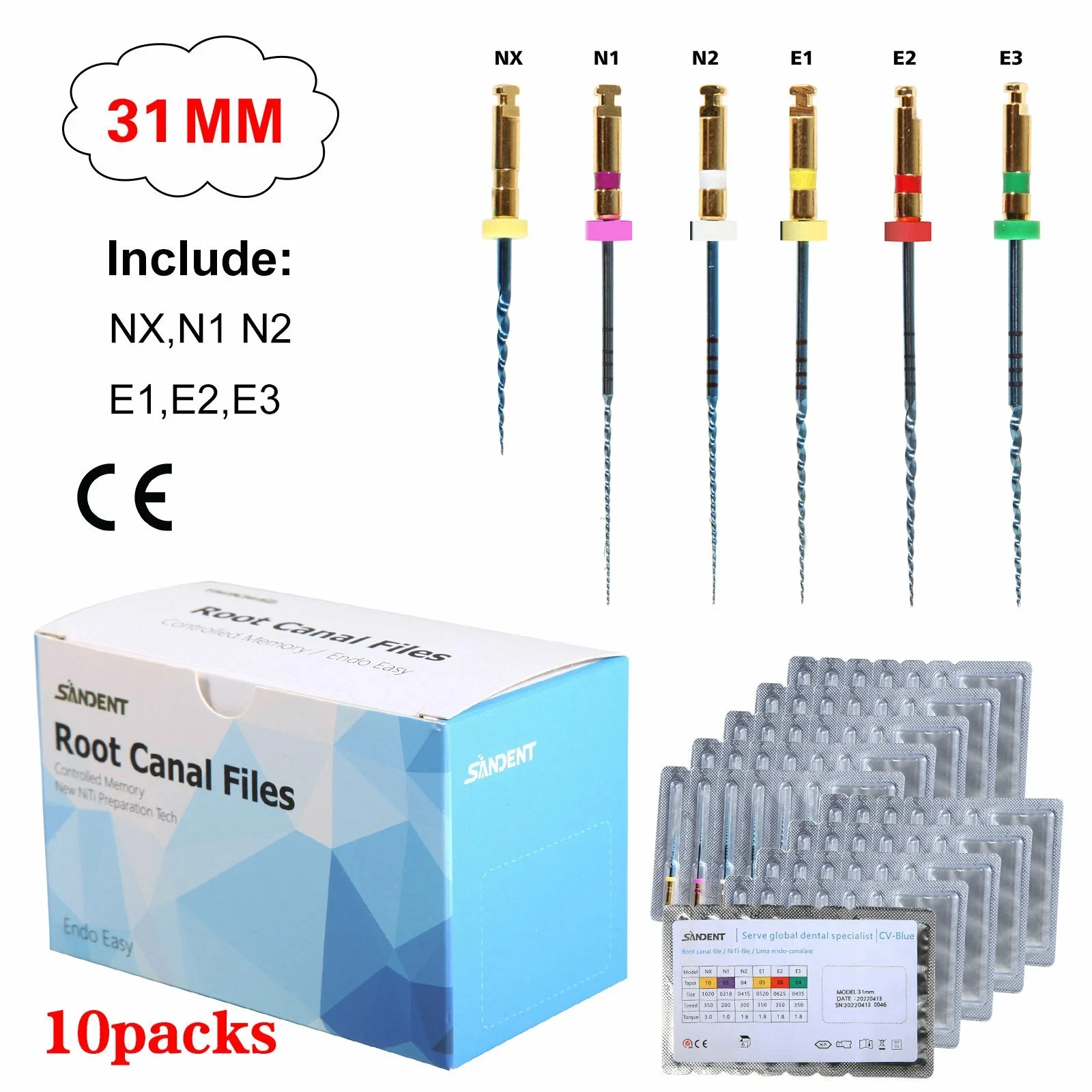 1-10Packs 31mm Dental NiTi Super Files Rotary Endodontic Engine File Endo Motor Root Canal Treatment