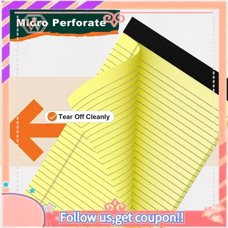 

Upgraded 6 Pack Yellow Note Pads 8.5 X 11.75Inch Narrow Ruled Lined Writing Note Pads Yellow Paper Pads College Ruled Note Pad D