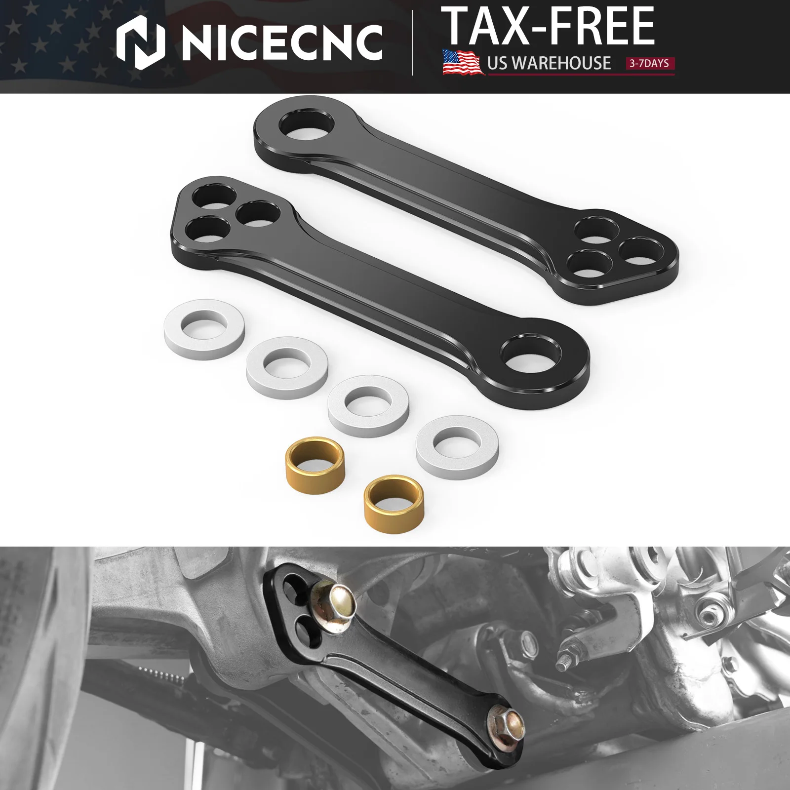 

(US Stock) 2024 For Suzuki DR-Z400 DR-Z400E DR-Z400S DR-Z400SM DR Z400 E S 2000-2024 Lowering Link Seat Lowering Kit Multi-Level