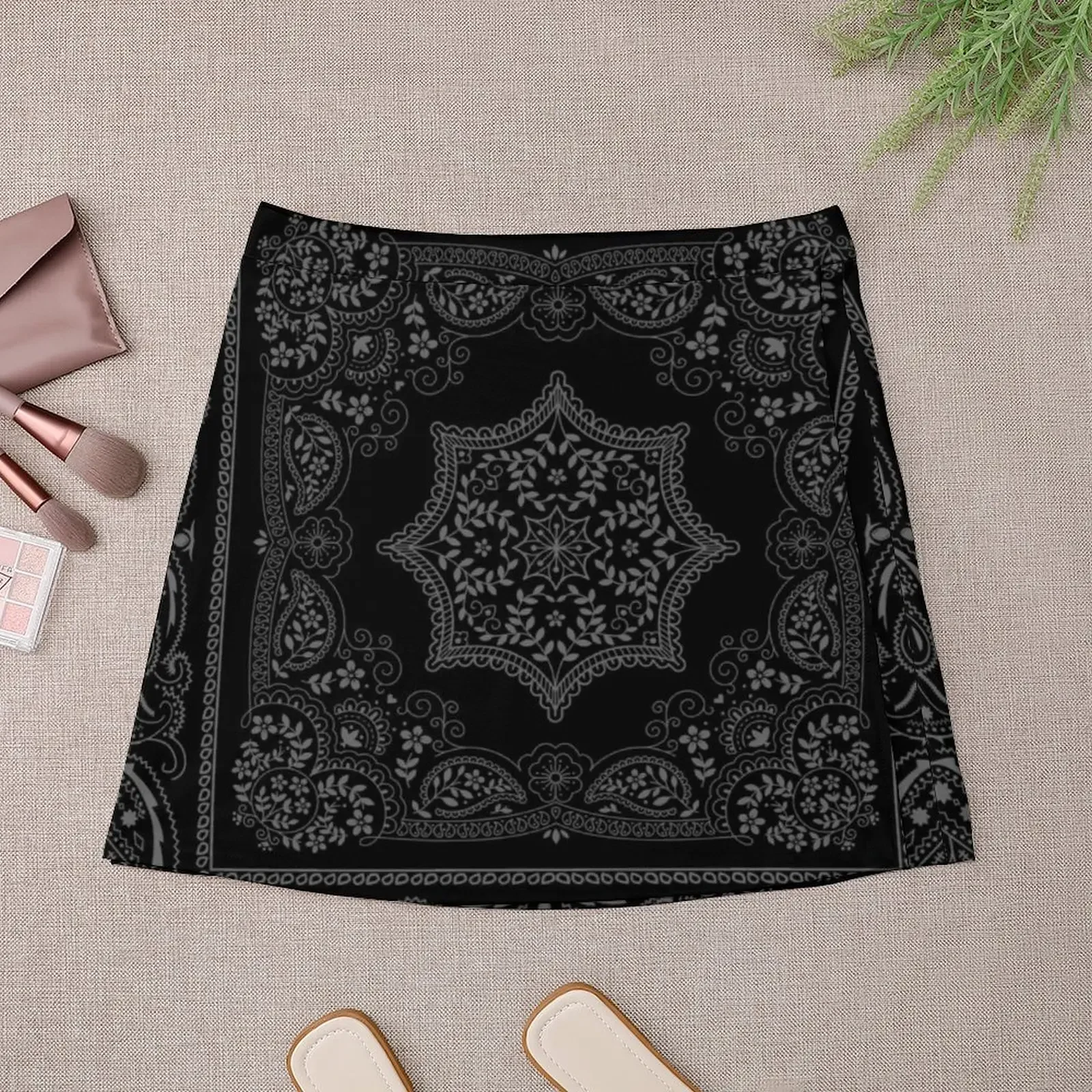 BANDANA BLACK GRAY / Limited Edition Mini Skirt mini skirts skorts for women Summer women's clothing dress women summer