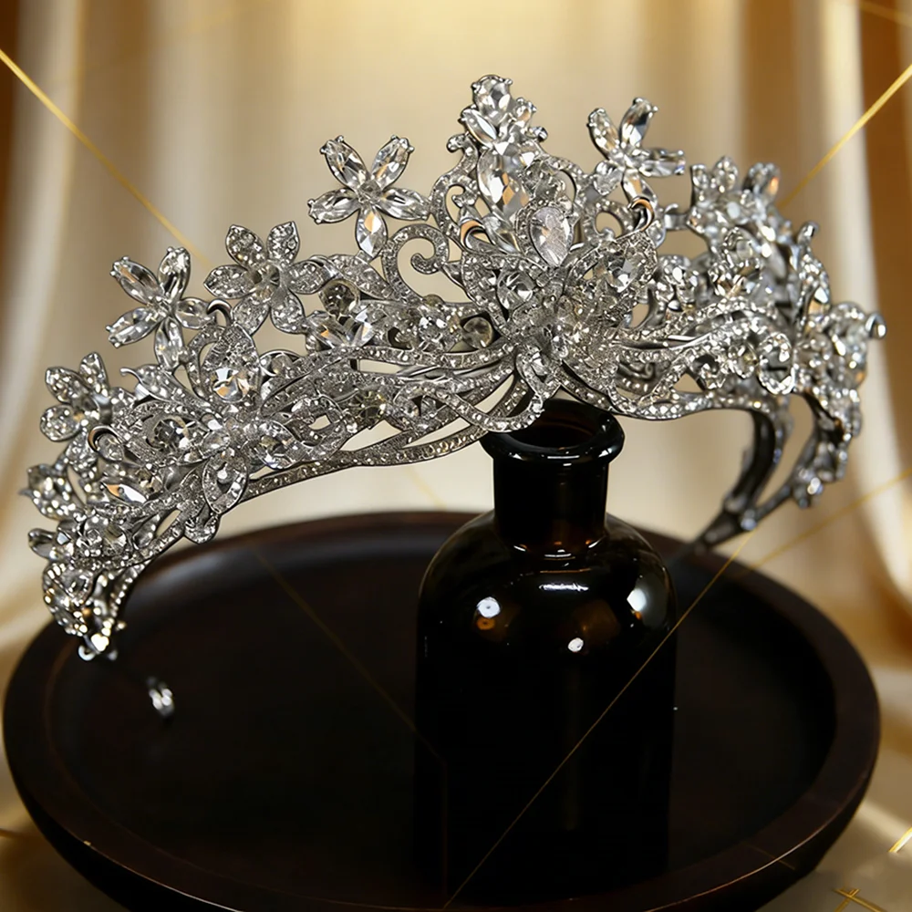 

2 шт. Роскошные серебристые свадебные короны-бабочки с цветами, украшения для волос, модные тиары с стразами, диадемы, женские свадебные головные уборы