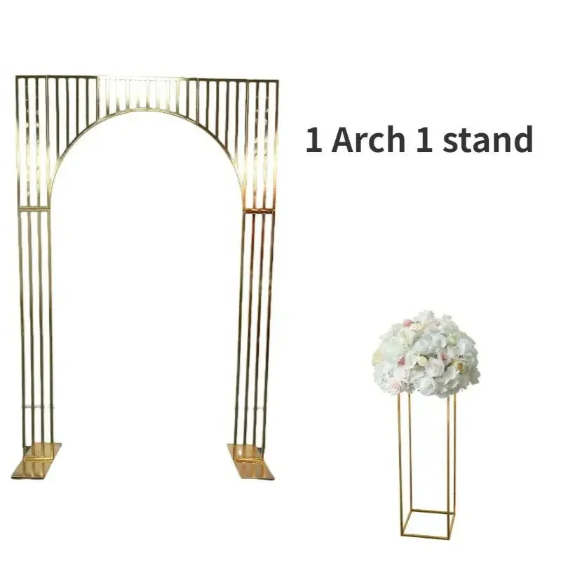 2PCS Background Flower Arch Frame With Table Cake Stand Wedding Props Outdoor Wedding Backdrops Decoration Square Frame Screen