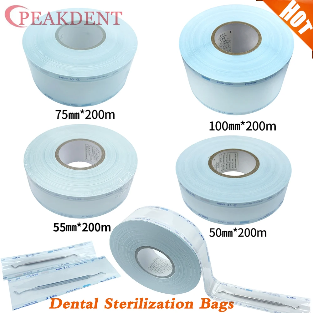 

200M/Roll Dental Sterilization Bag For Sealing Machine Oral Product Disposable Autoclave Packing Bag With Indicator Special Roll