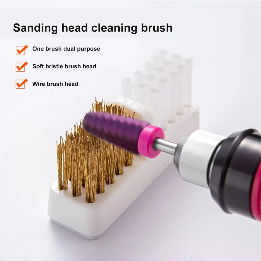 

Drill Bit Brush Dual Head Reusable Dense Bristle Steel Wire Electric Manicure Drill Cleaning Polishing Brush Nail Supplies