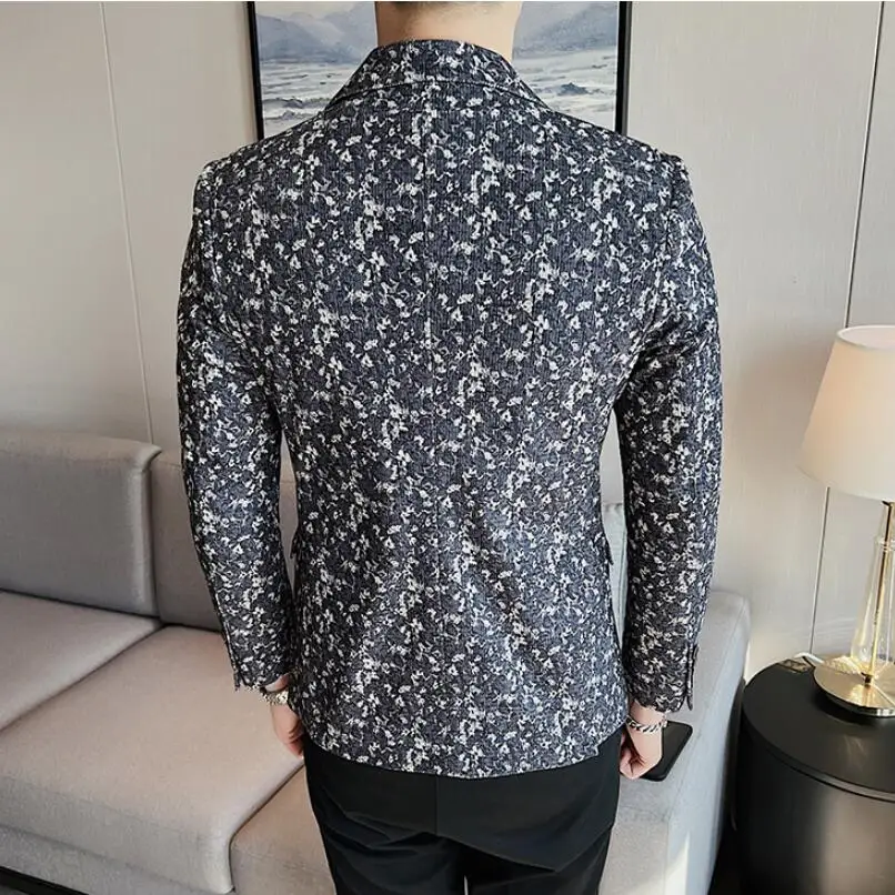 Blazers estampa floral slim fit masculino, smoking elegante, festa de casamento casual de alta qualidade, casacos de moda, 2023