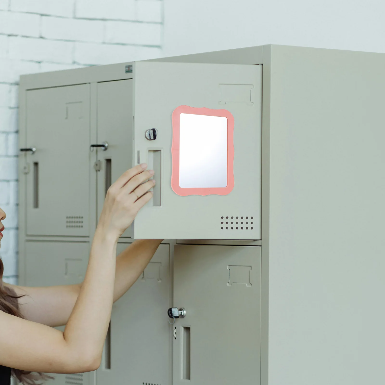 

Magnetic Locker Mirror 5.3x6.9 Inch Crystal Clear Reflection Compact Size for Refrigerator Toolbox Portable Small