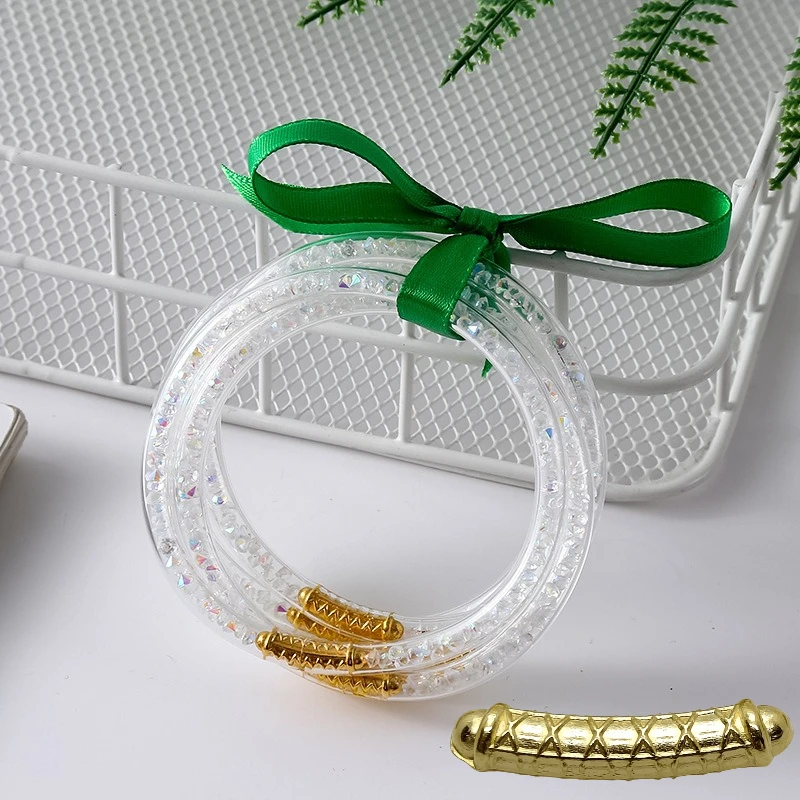 5pcs Jelly Bangle Bracelets Shiny Rhinestone Stackable Bangles Cute Fashion Wrist Jewelry Accessories for Women Party Holiday