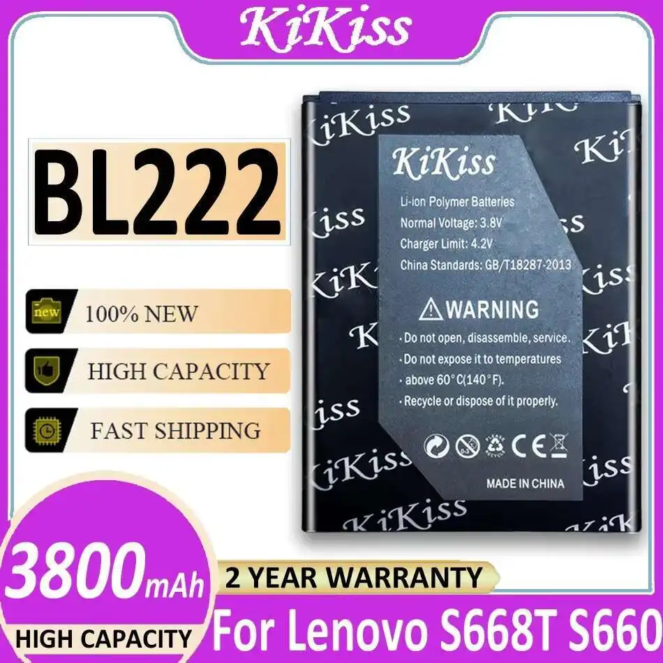 

BL222 3800 мАч большой емкости для аккумулятора мобильного телефона Lenovo S668T S660