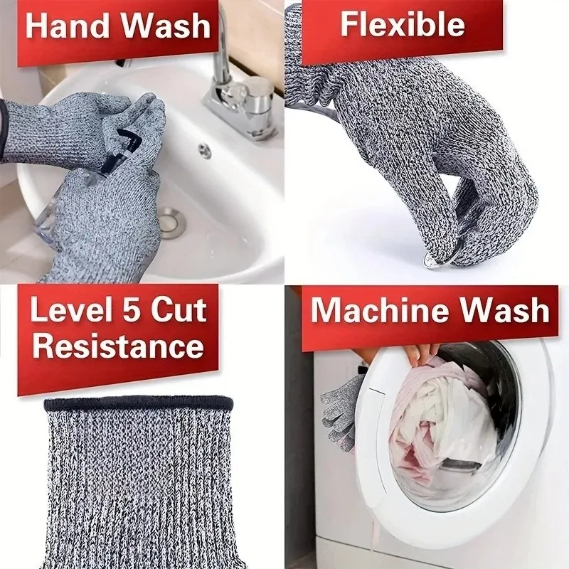 Guanti resistenti al taglio HPPE a cinque livelli - Cucina Giardinaggio Protezione di sicurezza Guanti anti-lineerazione durevoli indossabili da lavoro