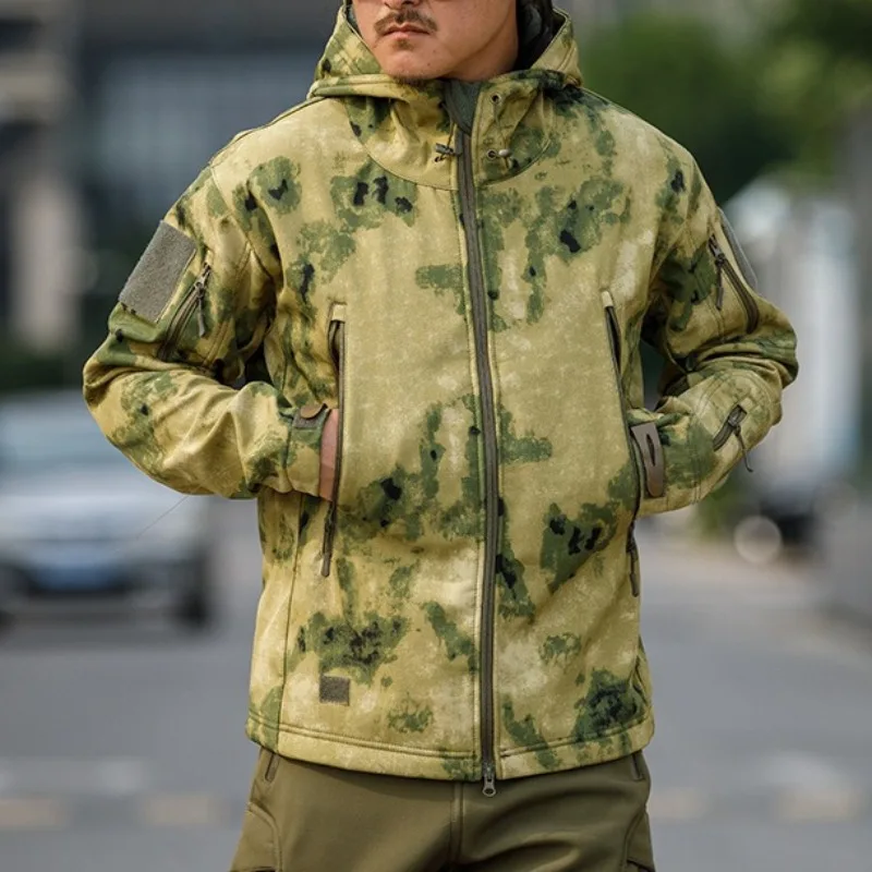 

Мужская флисовая куртка из софтшелла, тактические толстовки на молнии, зимние теплые пальто, ветрозащитная армейская охотничья уличная военная зимняя лыжная куртка