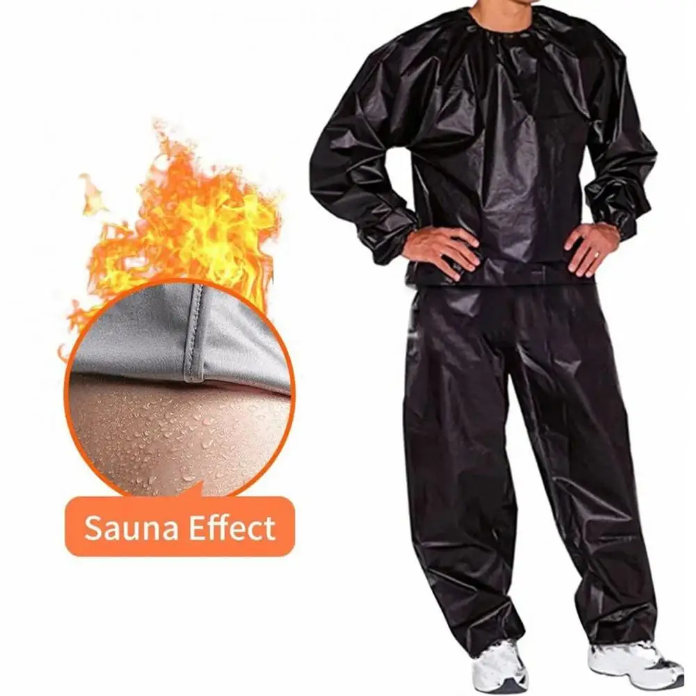 Sauna Tracksuit Sauna Top Pants Suit Set for Weight Loss Fitness Waterproof Windproof Sweat Tracksuit with Elastic for Fat