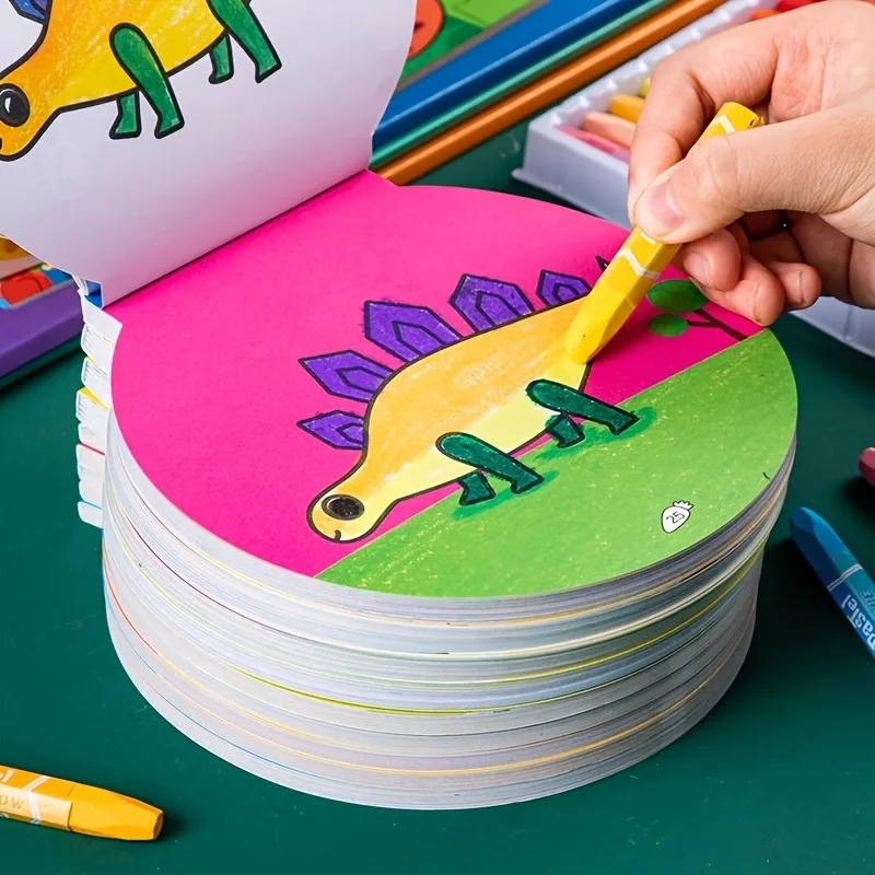 Drawing Book 120 Page Circular Graffiti Small with Colored Cartoon Animals Coloring Drawing Book