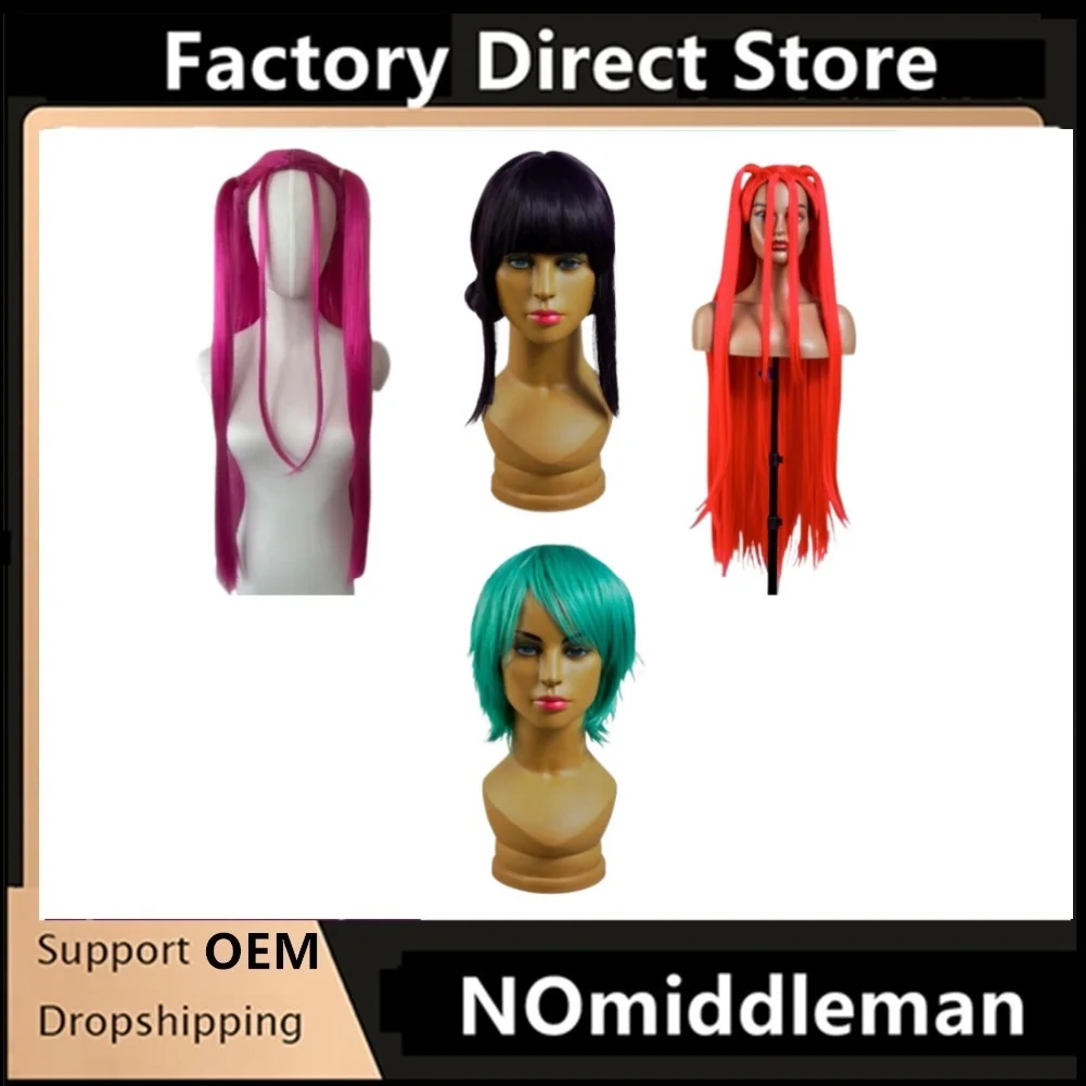 Nowe Syntetyczne Peruki Unisex do Cosplayu na Imprezę BOB z Grzywką Różowe Czarne Pomarańczowe Zielone Peruki Lolita na Halloween