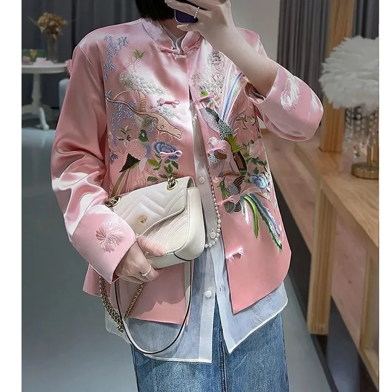 

New Women's Shirt 2025 Spring Summer Appear Thin Retro Embroidery Ladies TopsTemperament Fashion Chinese Style Lady Blouse ZT163