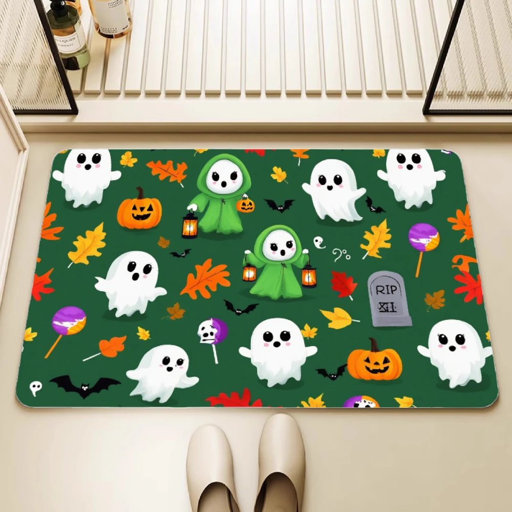 VIKAMA هالوين دياتوميت الحصير الكرتون شبح مهرجان اليقطين الزخرفية ماصة للماء سجادة ضد الإنزلاق دخول لينة القدم حصيرة #2