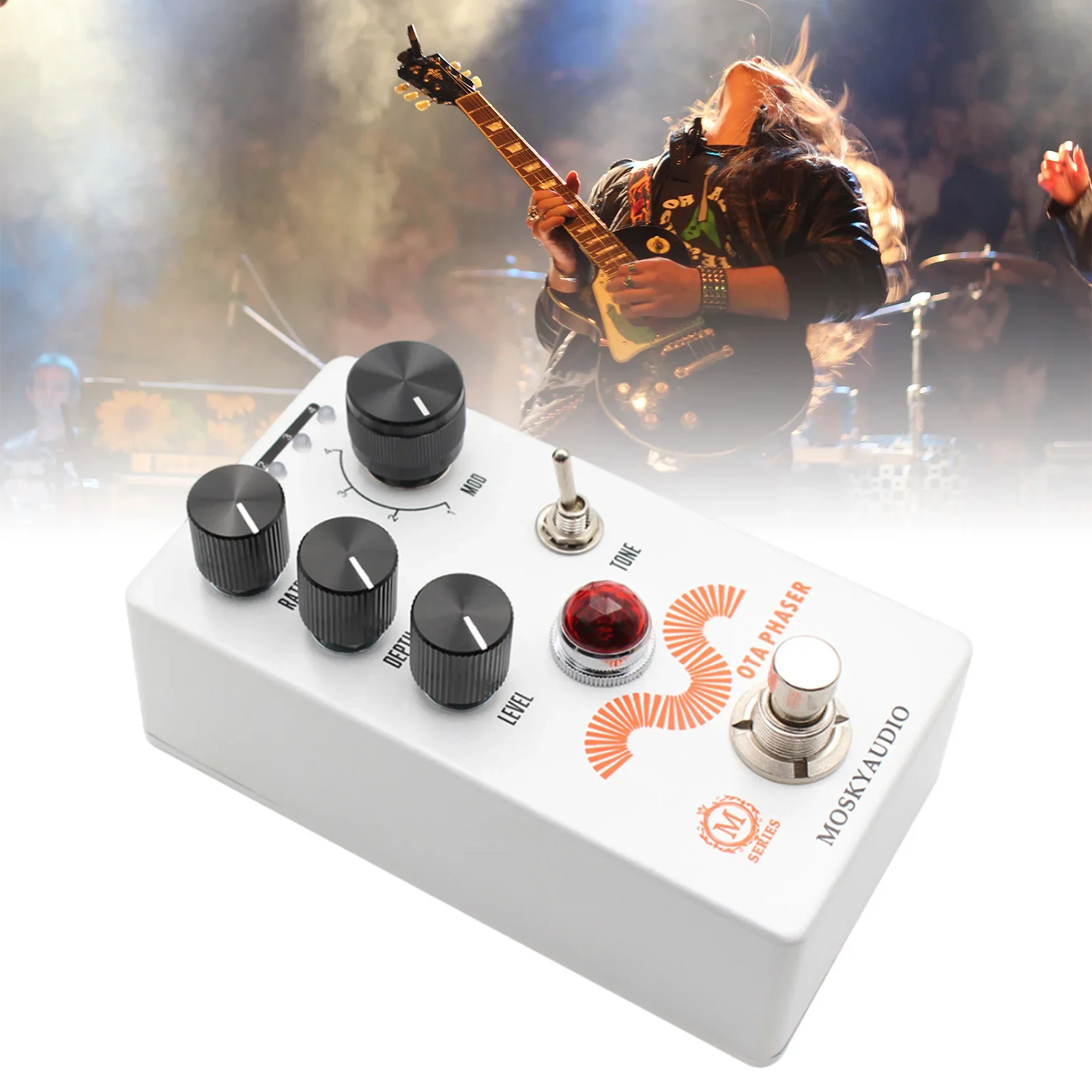 Аудио-педаль MOSKY для электрогитары OTA PHASER с уровнем интенсивности, 4-режимная Ручка выбора, запасные части и аксессуары для настоящей байпас