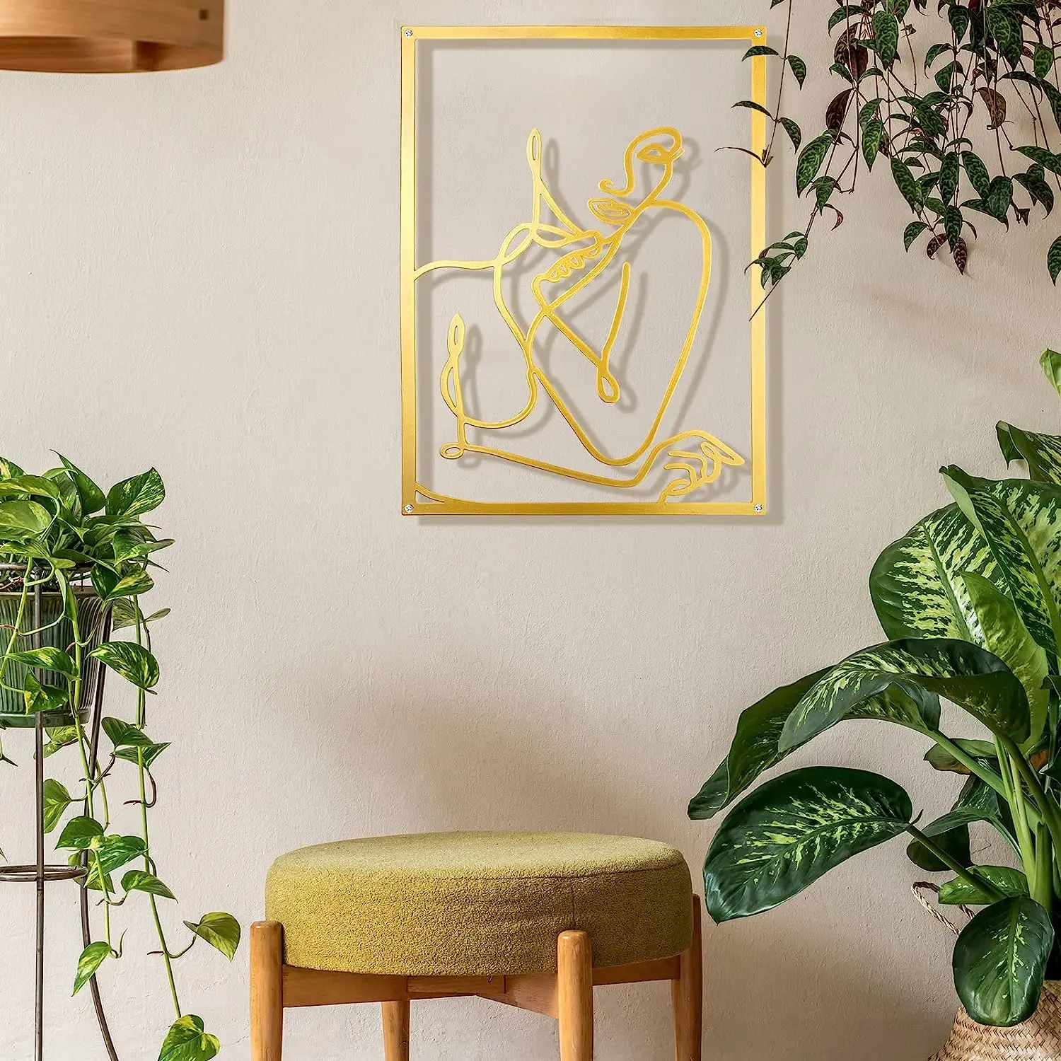 Nordic Abstract Female Line Iron Wall Hanging Ornament Sexy Woman Silhouette Metal Pendant Art Living Room Home Decoration