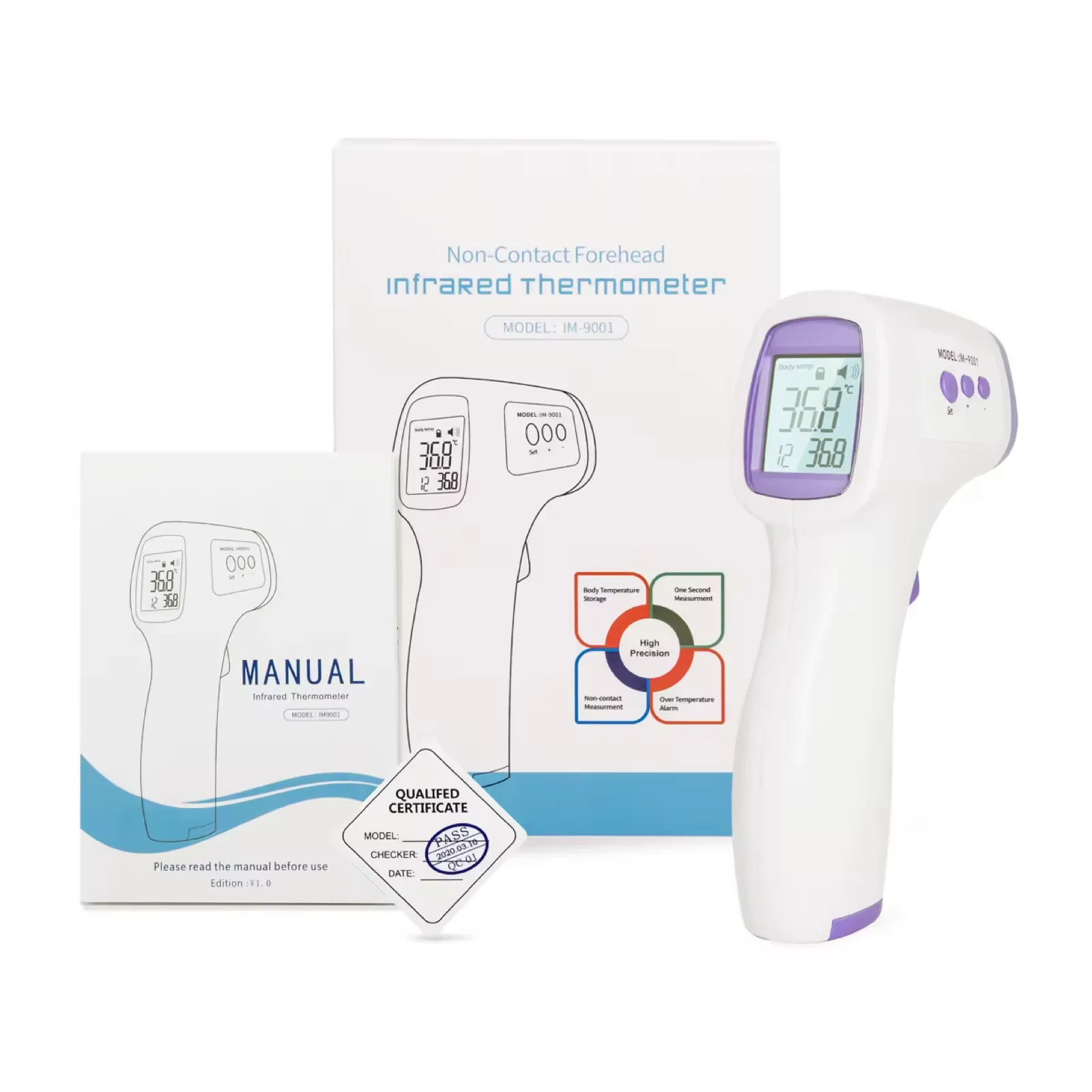 Multipurpose Plastic Temperature Electrical Smart Non Contact Pet Forehead Baby Infrared Gun Digital Household Thermometers
